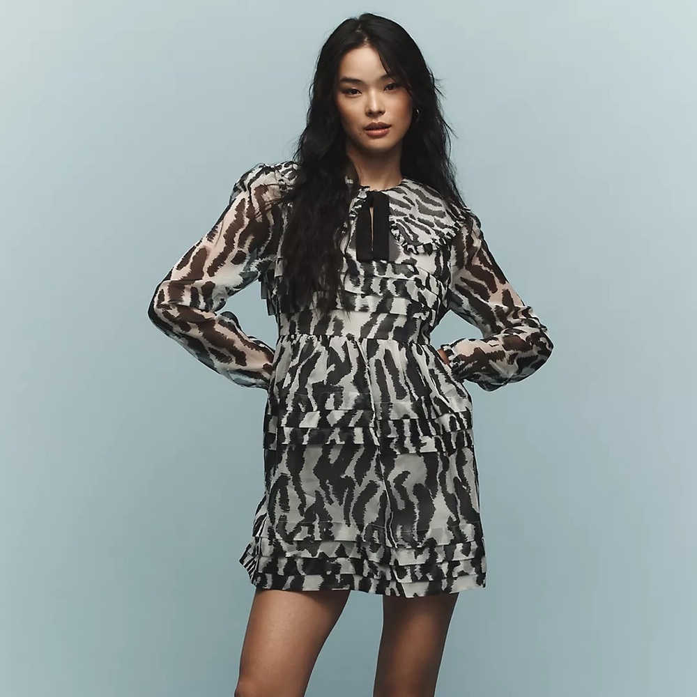 Maeve Black and White Animal Print Dress - Picture 1 of 5